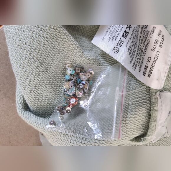 Anthropologie Let Me Be Luckcharm women's blue cotton beaded sweatshirt Size XS - Picture 10 of 12